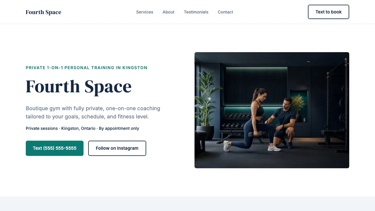 Concept homepage for Fourth Space